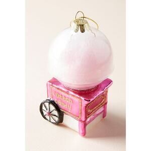 Cotton Candy Cart Glass Christmas Ornament | Pinks White